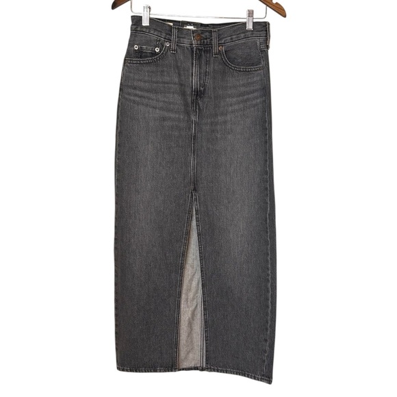 Levi's Premium Women's Ankle Column Denim Skirt- Black- Size 24 - Picture 2 of 11